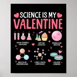 Affiche Science Is My Valentine Stem Love Chemistry Hearts