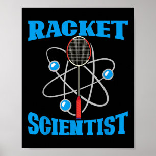 Affiche Scientifique de raquette drôle Joueur de badminton