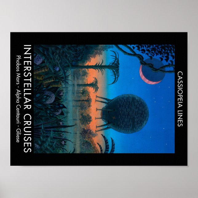 Affiche SciFi Art Cassiopeia Lines Croisières interstellai (Devant)