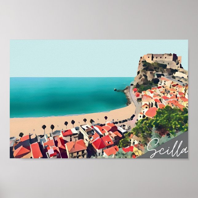 Affiche Scilla Pastel Plage Bleue scène (Devant)