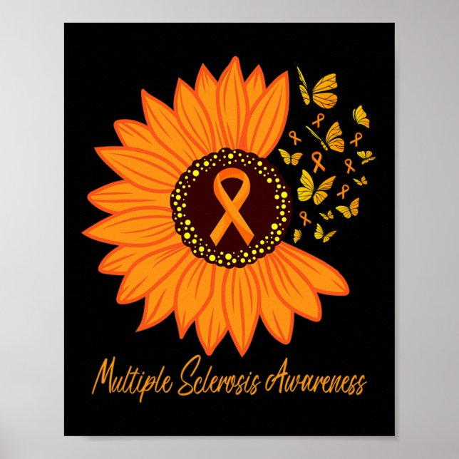 Affiche Sclérose Sensibilisation Fleur de ruban Ms Butfly (Devant)