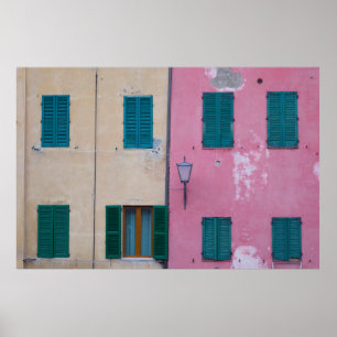 AFFICHE SCONCE EXTÉRIEURE NOIRE SUR MUR PEINT ROSE