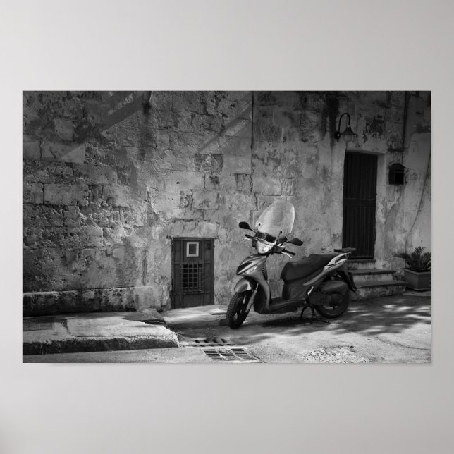 Affiche Scooter en noir et blanc (Devant)