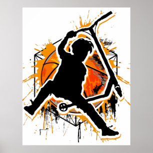 Affiche Scooter Retro - Stuntscooter - Kick Stunt Scooter