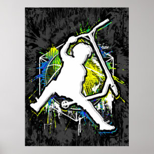 Affiche Scooter Retro - Stuntscooter - Kick Stunt Scooter