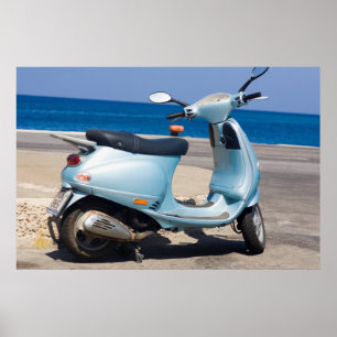 Affiche Scooter sur la plage Ephesus, Turquie