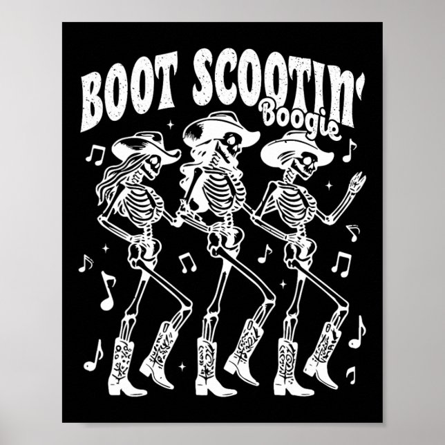 Affiche Scootin' Boogie Retro Western Sketon Dancing Cow (Devant)
