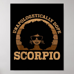 Affiche Scoro Queen Afro cheveux noir femme signe Zodiac