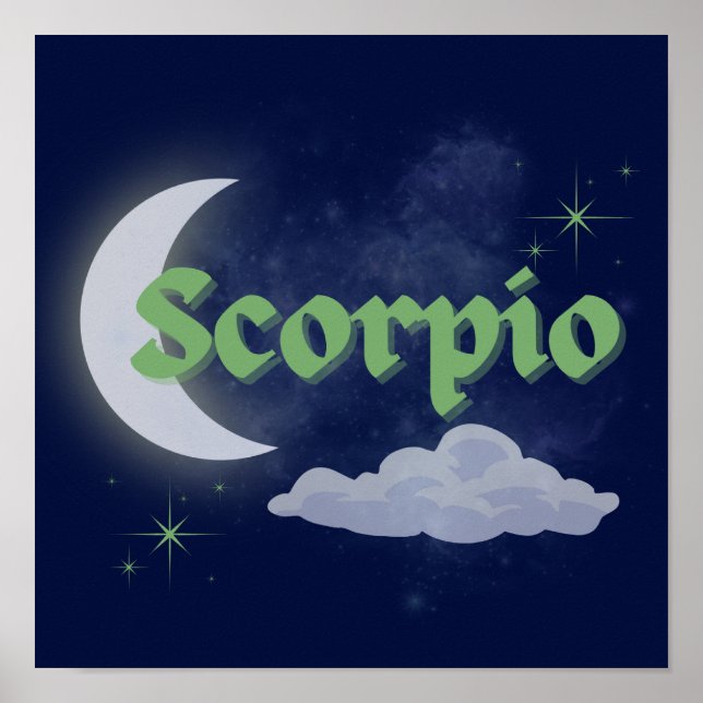 Affiche Scorpio Céleste Lune Nuage Étoiles Astrologie Art (Devant)