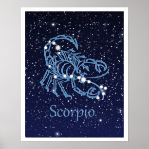 Affiche Scorpio Constellation et signe Zodiaque avec étoil