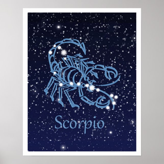 Affiche Scorpio Constellation et signe Zodiaque avec étoil (Devant)