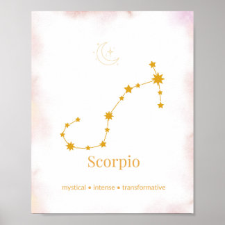 Affiche Scorpio Gold Zodiac Wall Art – Celestial Constella