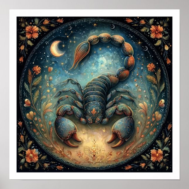 Affiche Scorpio Zodiac Birth Sign Astrology Celestial (Devant)