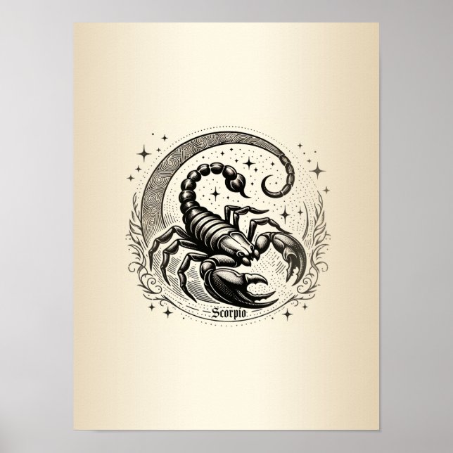Affiche Scorpion Croissant Lune Astrologie Zodiaque Scorpi (Devant)