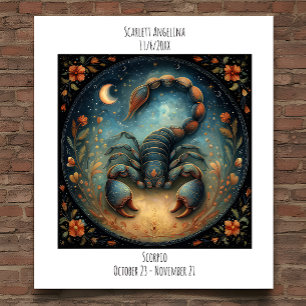 Affiche Scorpion Nom & Anniversaire Zodiaque Astrologie