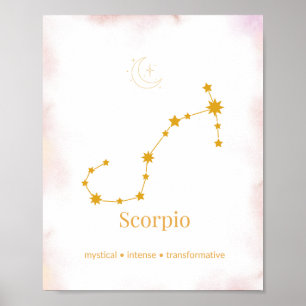 Affiche Scorpion Or Zodiaque Mural – Constellation Céleste