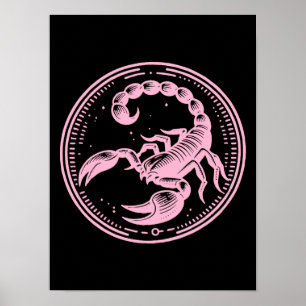 Affiche Scorpion Rose Astrologie Signe du Zodiaque Scorpio