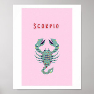 Affiche Scorpion rose, zodiaque, signe du zodiaque