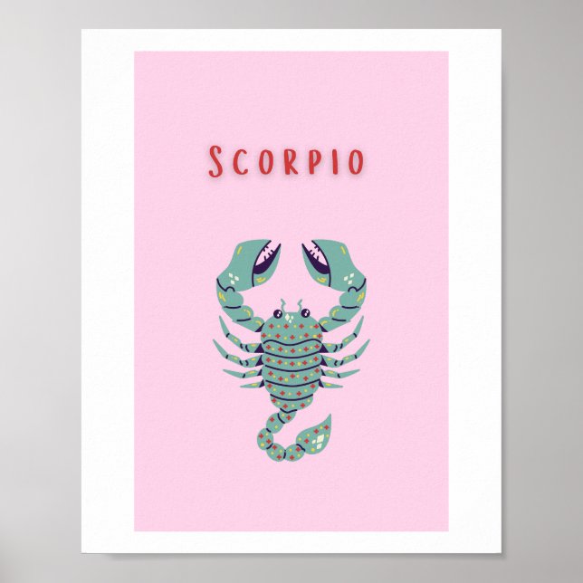 Affiche Scorpion rose, zodiaque, signe du zodiaque (Devant)
