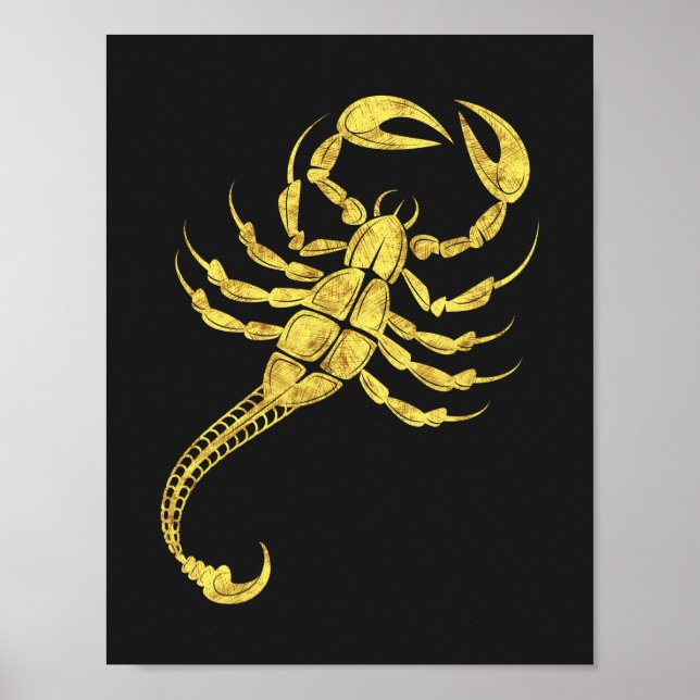Affiche Scorpion signe Zodiaque Tatouage Tribal Illustrati (Devant)