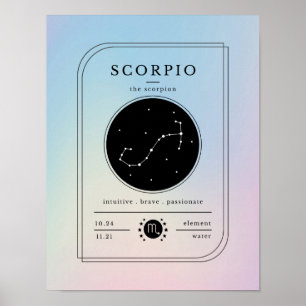 Affiche Scorpion Thème Zodiaque Dégradé Pastels