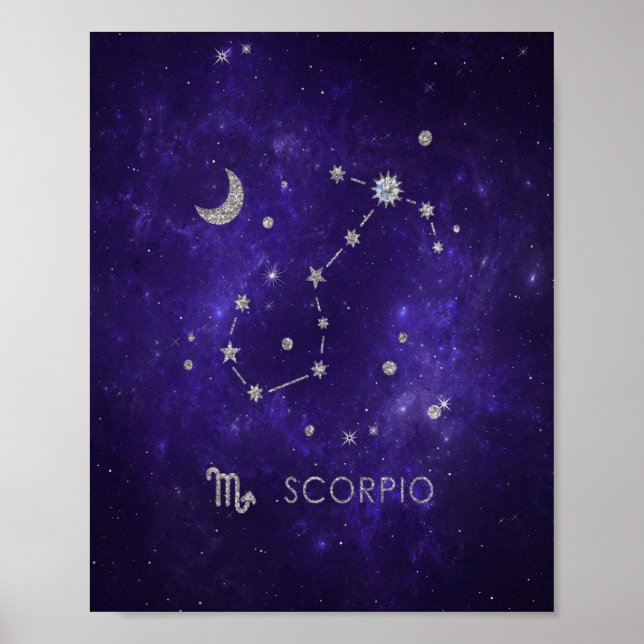 Affiche Scorpion violet zodiaque | Horoscope d'astrologie  (Devant)