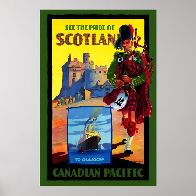 Affiche Scotland Scotsman Pipe Player Celtic Edinburgh (Devant)