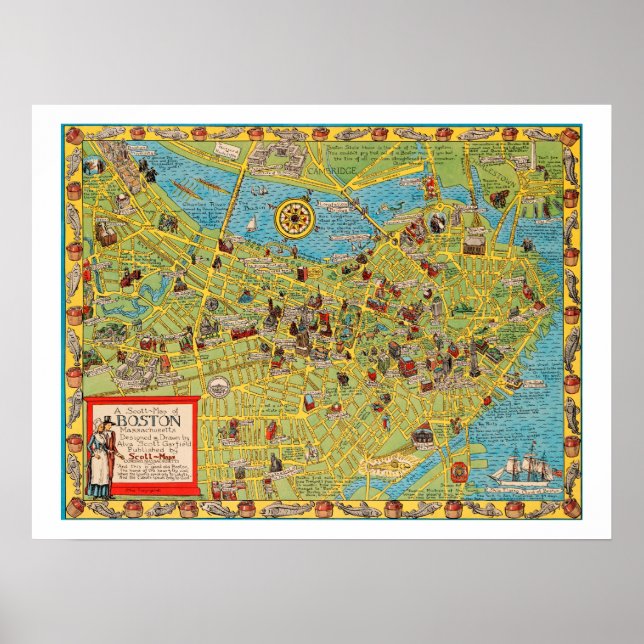 Affiche Scott-Map de Boston, Massachusetts (Devant)