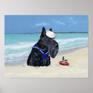 Affiche Scottie à la Plage