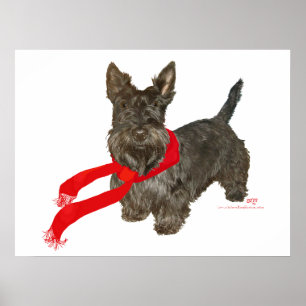 Affiche Scottie d'hiver avec écharpe Wam