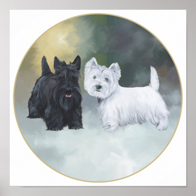 Affiche Scottie Westie Hiver (Devant)