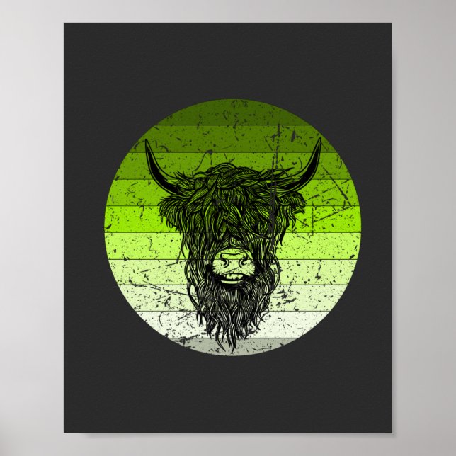 Affiche Scottish Highland Cattle Retro (Devant)