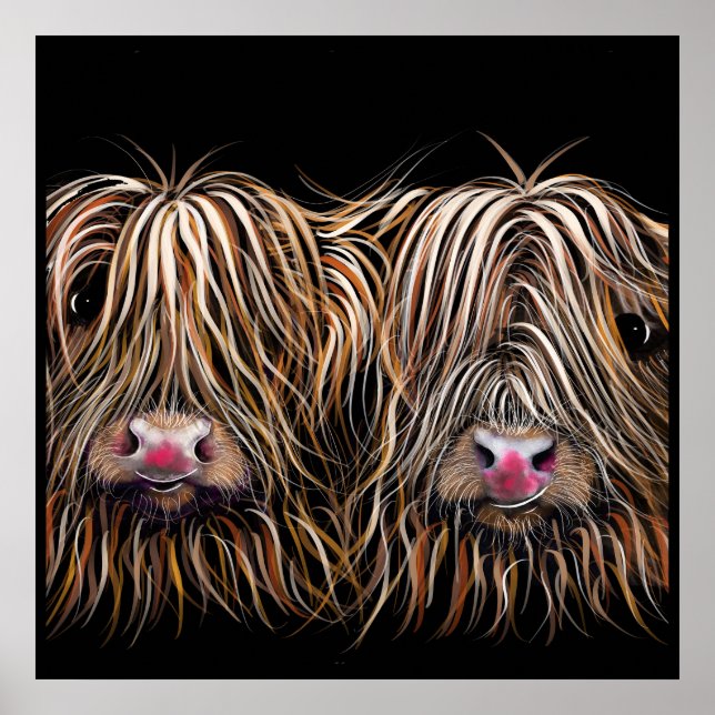 Affiche SCoTTiSH HigHLaND CoW ' BiLL & TeD ' par SHiRLeY (Devant)