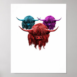 Affiche Scottish Highland Cow Colorful Herd Classic T-Shi