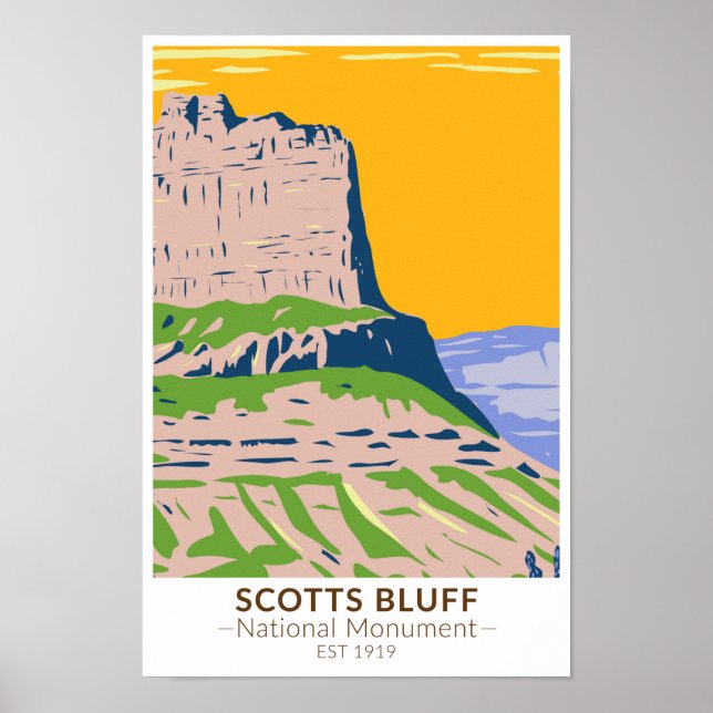 Affiche Scotts Bluff Monument National Nebraska Vintage (Devant)