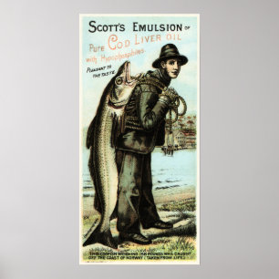 Affiche Scott's Emulsion Cod Liver Huile Vintage publicité