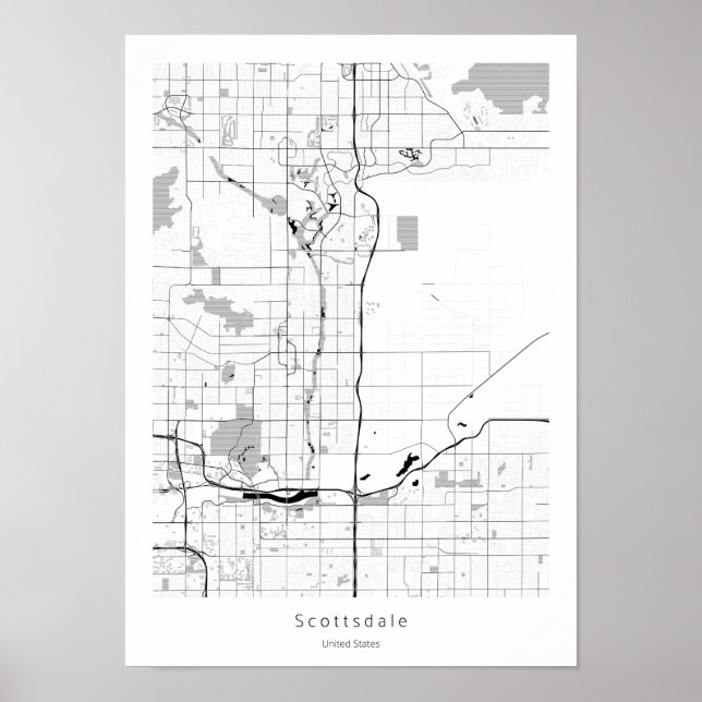 Affiche Scottsdale Arizona Modern Minimal Simple Map (Devant)