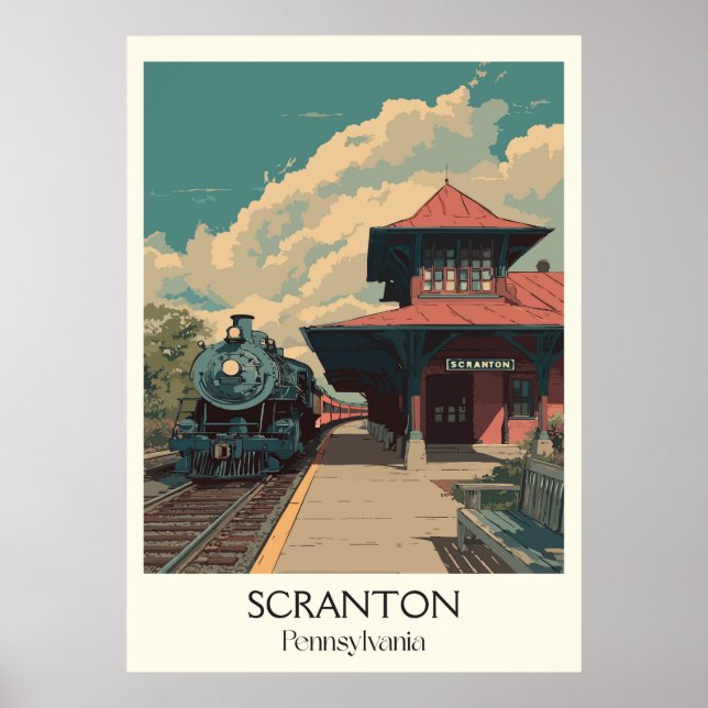 Affiche Scranton Pennsylvania Vintage Historic Station Art (Devant)