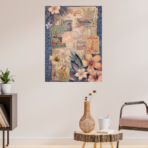 Affiche Scrapbook Hawaiian vintage : Travel Hawaii