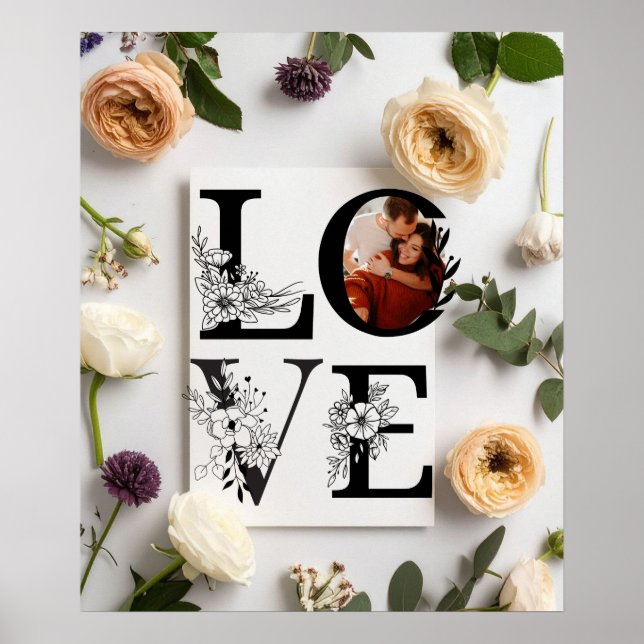 Affiche Script Amour Gras Fleurs Roses et Rouges Saint Val (Devant)