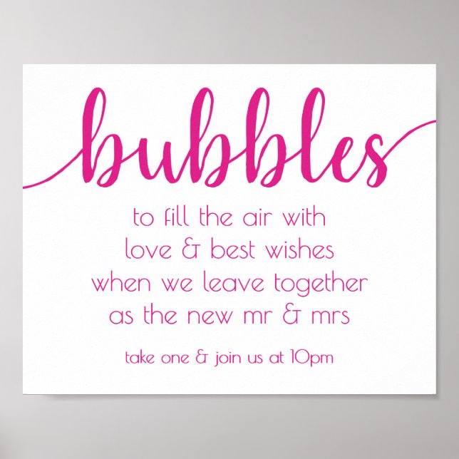 Affiche Script Berry | Bubble Envoi de mariage Favor Signe (Devant)