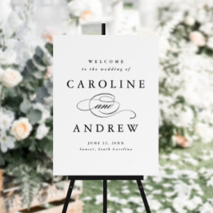 Affiche Script classique Mariage noir et blanc Bienvenue