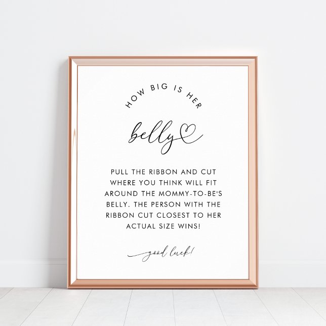 Affiche Script Coeur Chic Quelle taille a son ventre 8x10  (Créateur téléchargé)