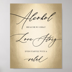 Affiche Script de calligraphie Alcool Love Story Mariage S