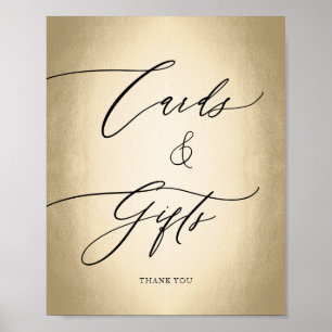 Affiche Script de calligraphie Cartes d'or et cadeaux Mari