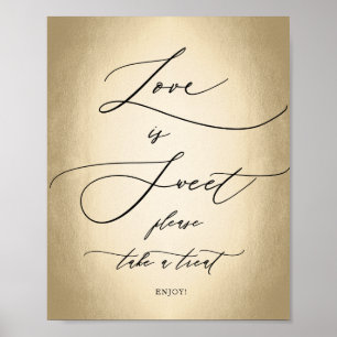 Affiche Script de calligraphie Gold Love Is Sweet Mariage 