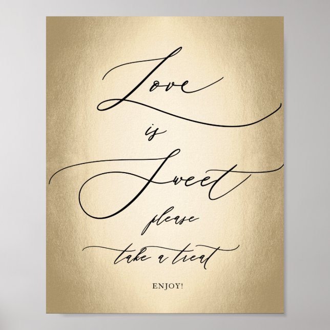 Affiche Script de calligraphie Gold Love Is Sweet Mariage  (Devant)