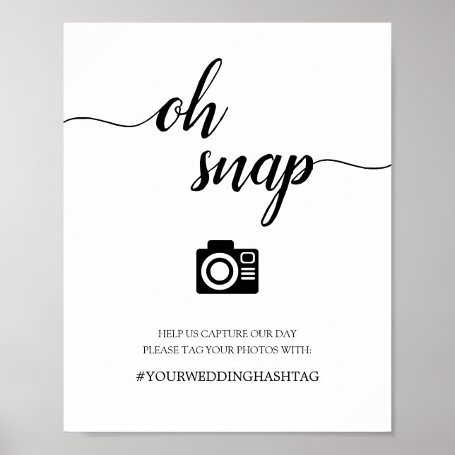 Affiche Script de calligraphie Mariage Oh Snap Hashtag (Devant)