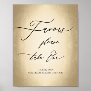 Affiche Script de calligraphie moderne Gold Favore Mariage