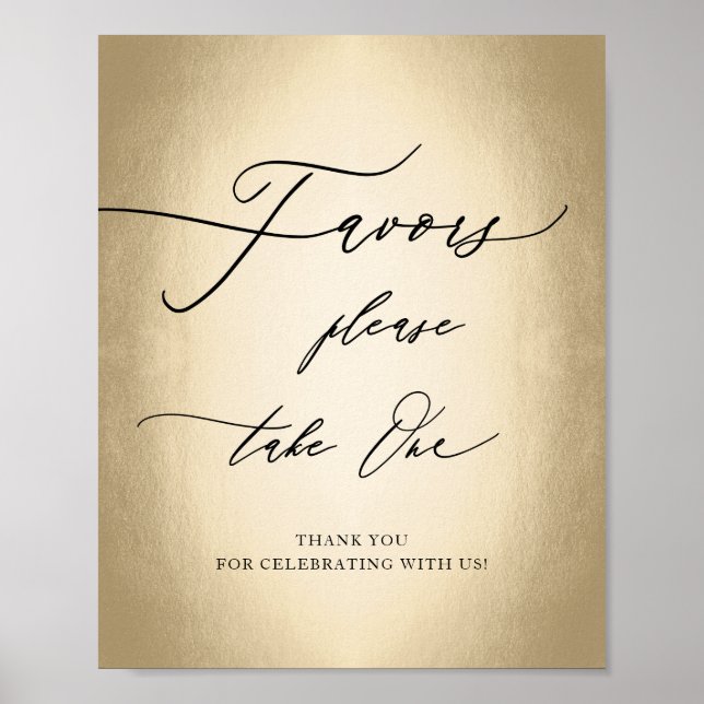 Affiche Script de calligraphie moderne Gold Favore Mariage (Devant)
